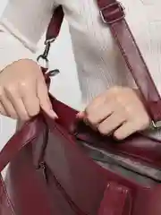 Бордовый женская сумка шоппер с косметичкой, 2 в 1