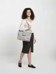 Серый женская сумка шоппер с косметичкой, 2 в 1