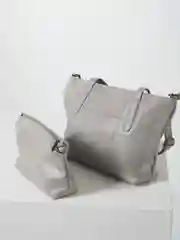 Серый женская сумка шоппер с косметичкой, 2 в 1