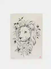 Угольный временная татуировка "Лисы, волки, тигры", 21*15 см