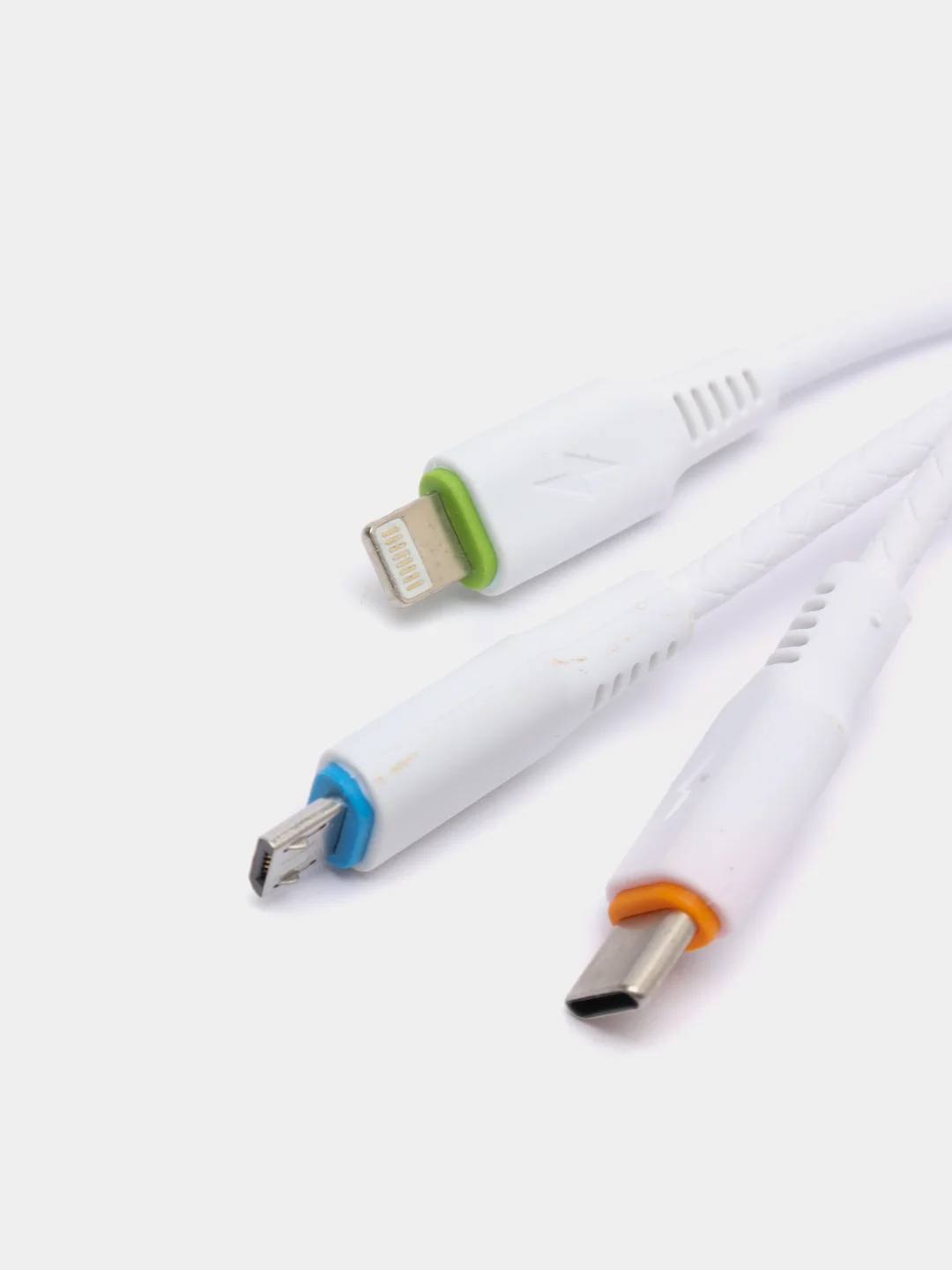 Белый кабель для зарядки Type-c, Micro USB, Lightning USB, 3 в 1