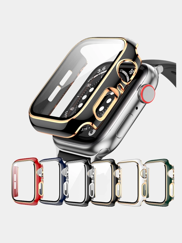 Бампер с защитным стеклом для Apple Watch 38, 40, 41 42 44 45 мм 3 / 4 / 5 / 6 / 7 чехол