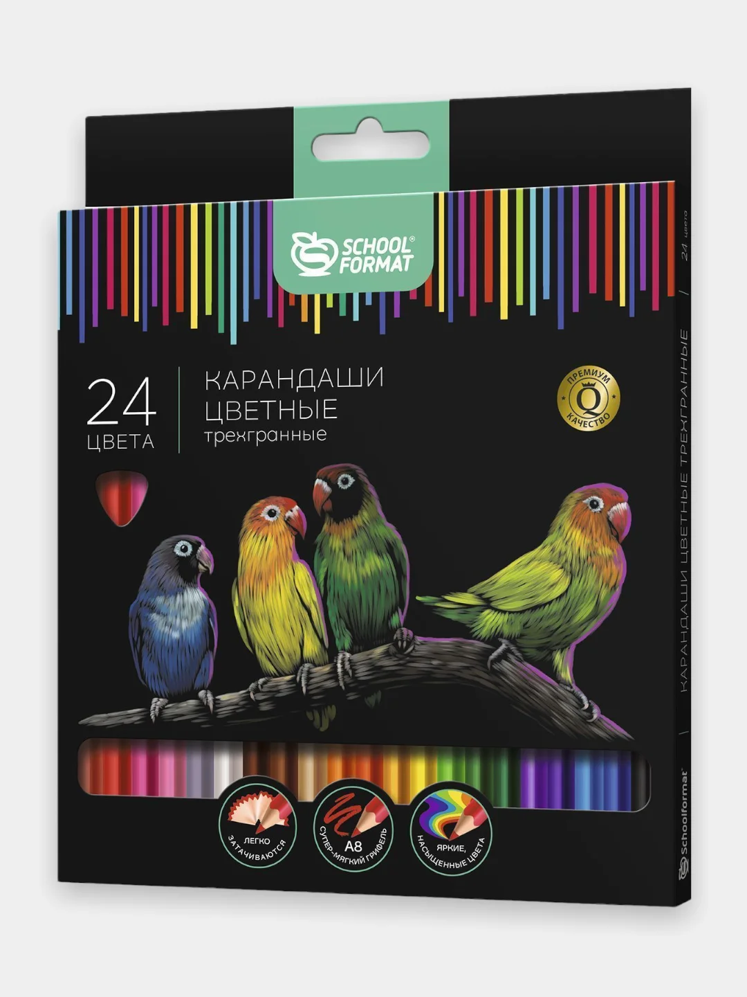 Цветные карандаши трехгранные повышенной мягкости Schoolformat "Природа" 6/12/24 цвета