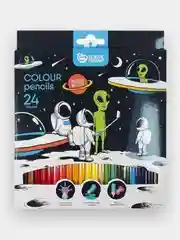 Карандаши цветные шестигранные Schoolformat "Космическое приключение", 6, 12, 18, 24 штуки