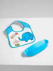 Синий нагрудник с пластиковым съемным карманом