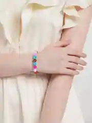 Красный браслет женский из бусин,  на резинке