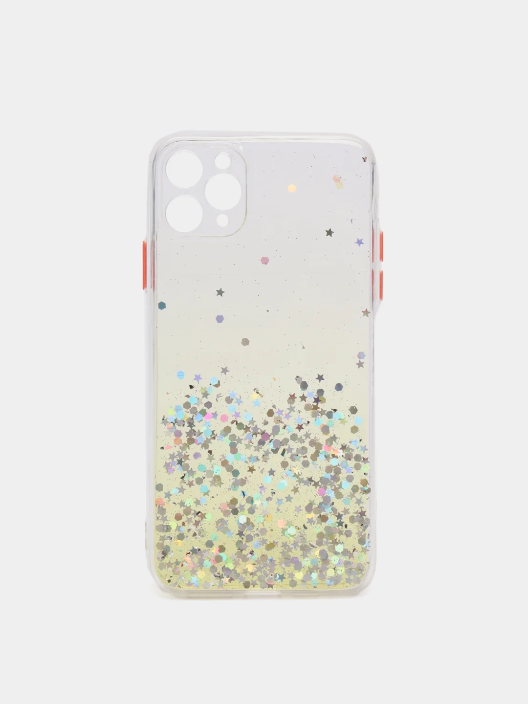 Желтый чехол для Iphone 11 Pro Max с блестками силиконовый