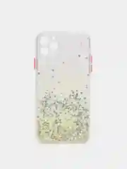 Желтый чехол для Iphone 11 Pro Max с блестками силиконовый