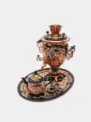 Бордовый самовар электрический "Хохлома", с подносом и чайником, 3 л
