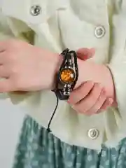 Желтый браслет кожаный "Знаки зодиака", унисекс