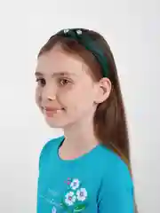 Зеленый ободок с бусиной для девочки