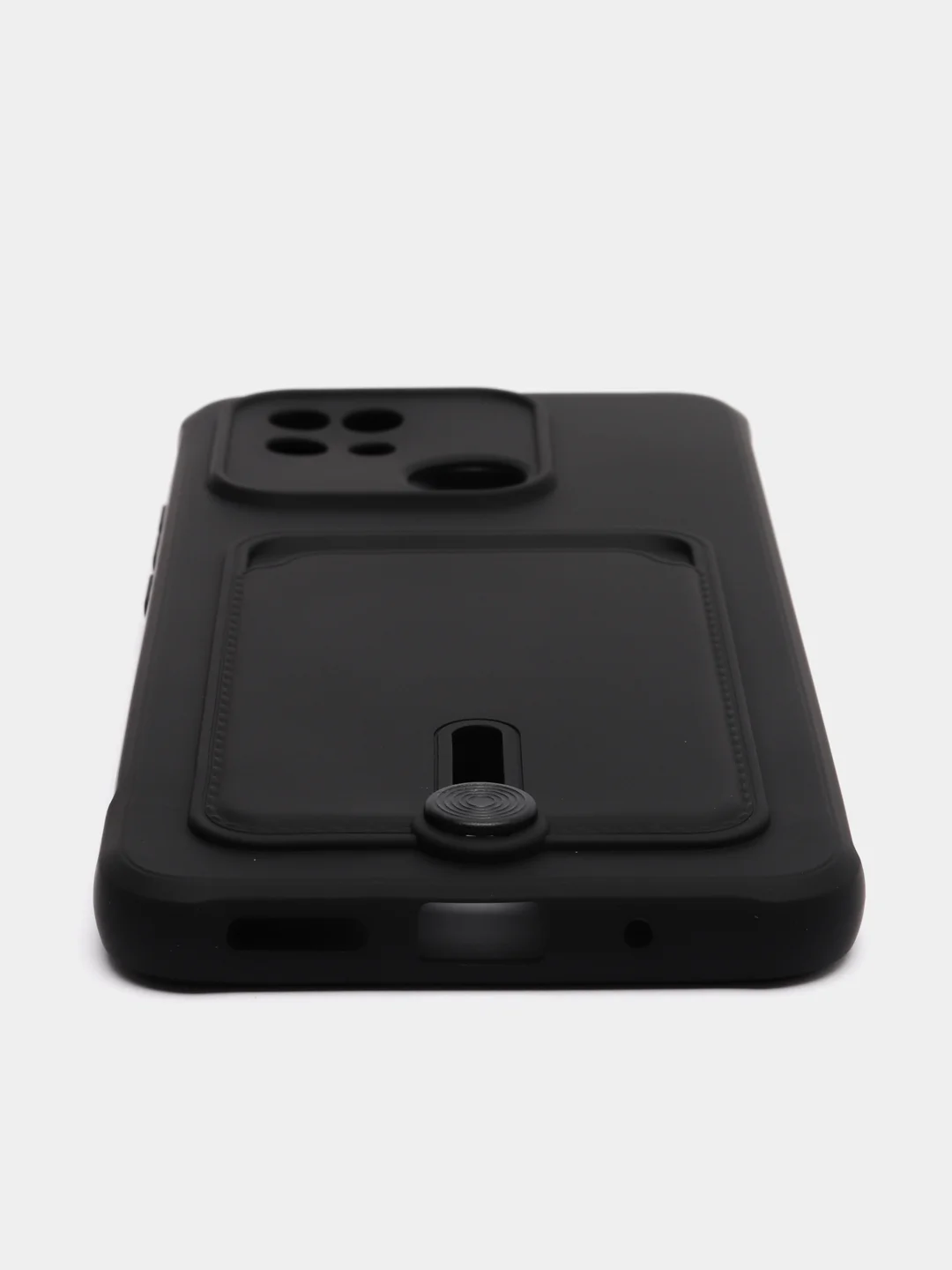 Черный чехол Xiaomi Redmi 10C / Poco C40, Сяоми Редми 10С, Поко С40 силиконовый с карманом для карты