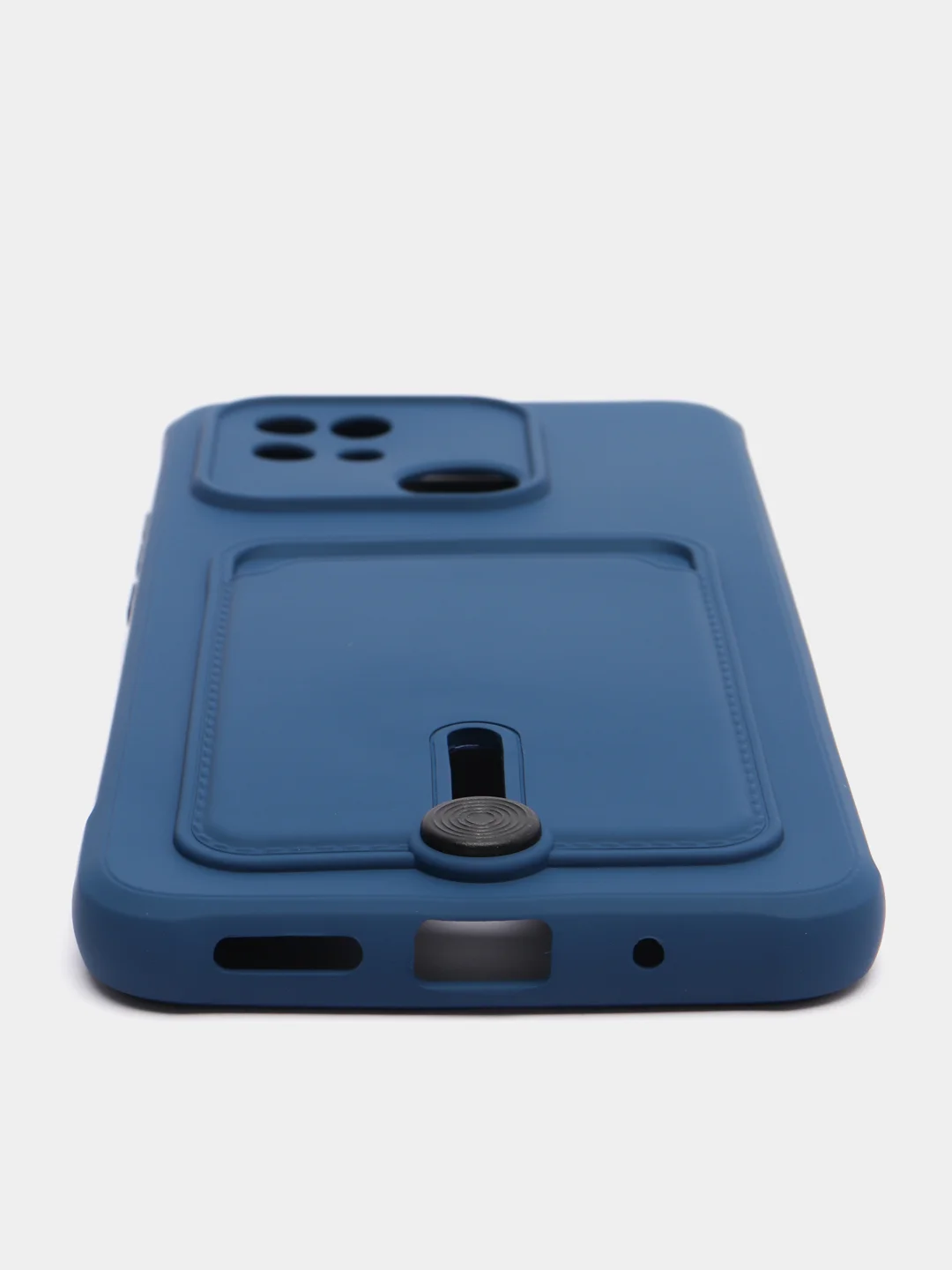 Синий чехол Xiaomi Redmi 10C / Poco C40, Сяоми Редми 10С, Поко С40 силиконовый с карманом для карты