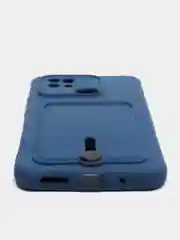 Синий чехол Xiaomi Redmi 10C / Poco C40, Сяоми Редми 10С, Поко С40 силиконовый с карманом для карты