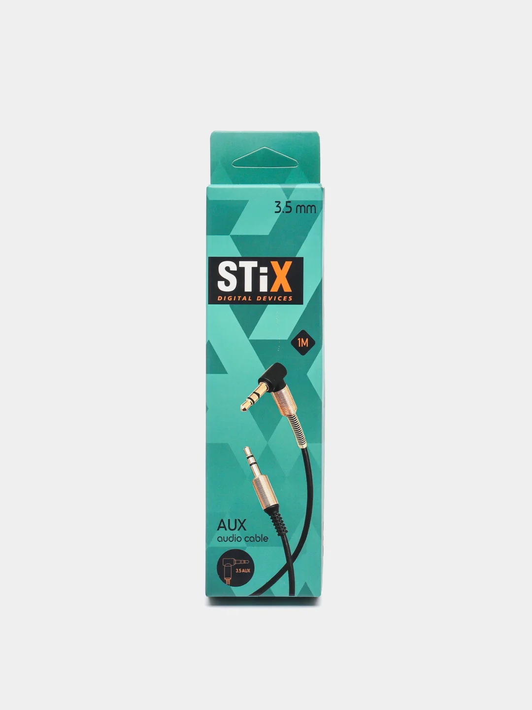 Черный кабель AUX Audio Cable STiX витой, угловой, резиновый, 1 метр