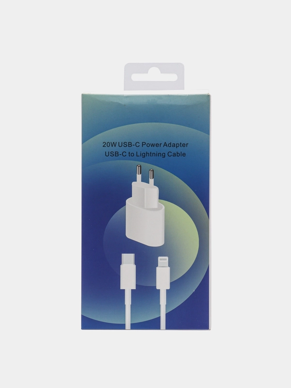 Сетевое зарядное устройство TYPE-C for iPhone 20W + кабель Lightning в упаковке