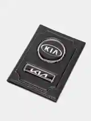 Черный обложка для автодокументов KIA из натуральной кожи/бумажник