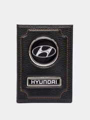 Обложка для автодокументов HYUNDAI из натуральной кожи/бумажник