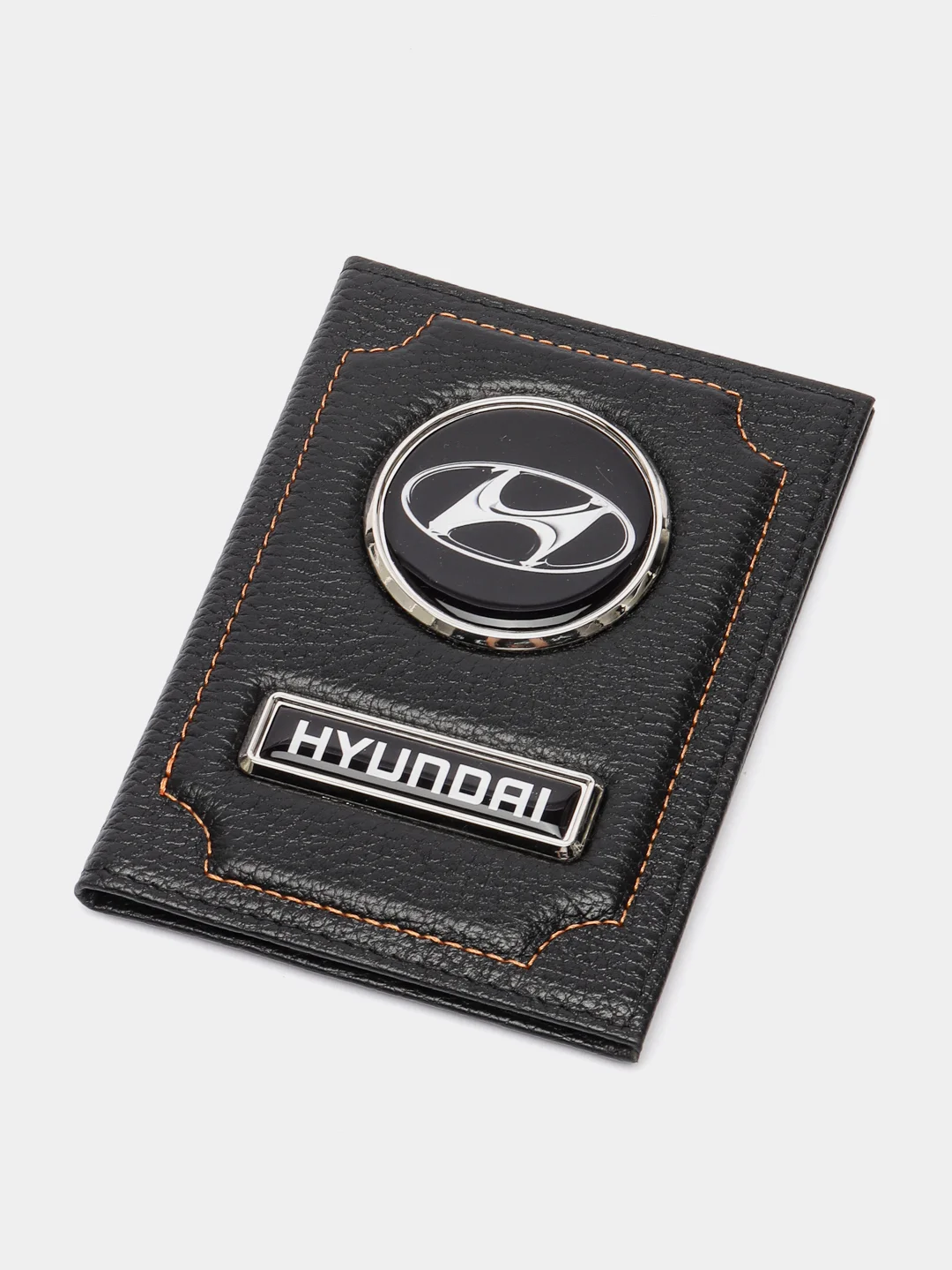Черный обложка для автодокументов HYUNDAI из натуральной кожи/бумажник
