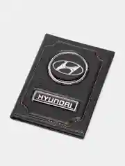 Черный обложка для автодокументов HYUNDAI из натуральной кожи/бумажник
