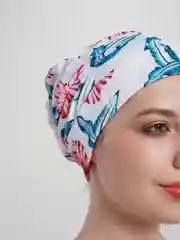 Белый шапочка для плавания тканевая объемная, с различными рисунками