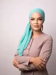 Бирюзовый платок мусульманский /Хиджаб/Платок шифоновый /Платок на никах/Готовый платок/Тюрбан/ADEMI