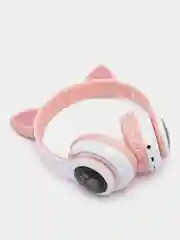 Розовый наушники беспроводные, светящиеся, детские, Cat, с микрофоном, для iPhone, Android, пк