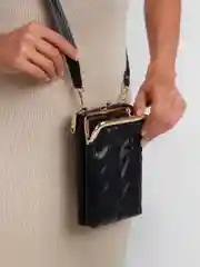 Черный женская сумка клатч для телефона, на плечо