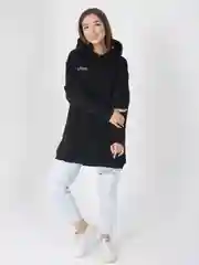 Черный худи женское с капюшоном, оверсайз