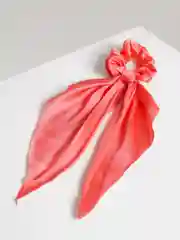 Коралловый резинка-платок с длинным бантом