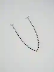 Серебряный ожерелье с черным кристалом, колье с цветком