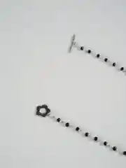 Серебряный ожерелье с черным кристалом, колье с цветком