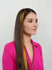 Горчичный цветные и двухцветные накладные пряди / локоны волос на заколке-зажиме