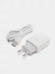 Белый зарядное устройство Hoco C72A и кабель Type-С/Micro, 1 м, 2.1 A
