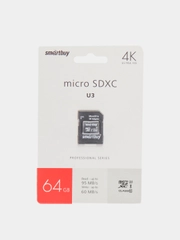 Карта памяти MicroSD SmartBuy Class 10 Pro UHS-I U3, 60/95 Mb/s