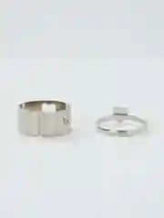 Серебряный разъемные "кольца с бабочкой, с сердцем, любовь/Love", пламя 2 штуки в наборе