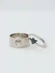 Серебряный разъемные "кольца с бабочкой, с сердцем, любовь/Love", пламя 2 штуки в наборе