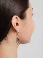 Серебряный серьги крючок с подвеской планета-земля