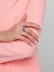 Фиолетовый кольцо-цепочка, акриловое, из эпоксидной смолы, 17 мм
