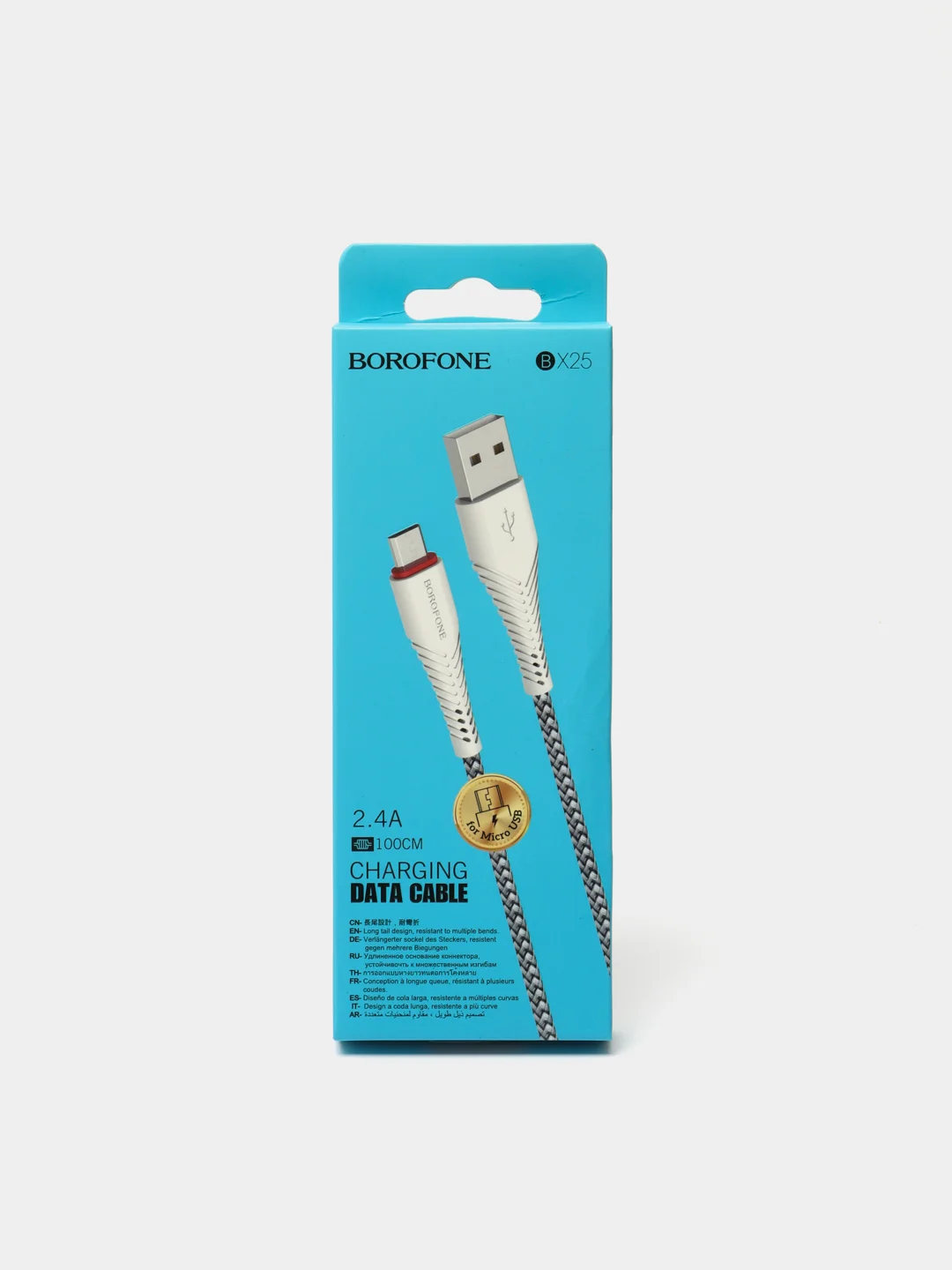 Белый зарядный кабель Borofone BX25 Type-C, Micro USB, Lightning, 2.4A