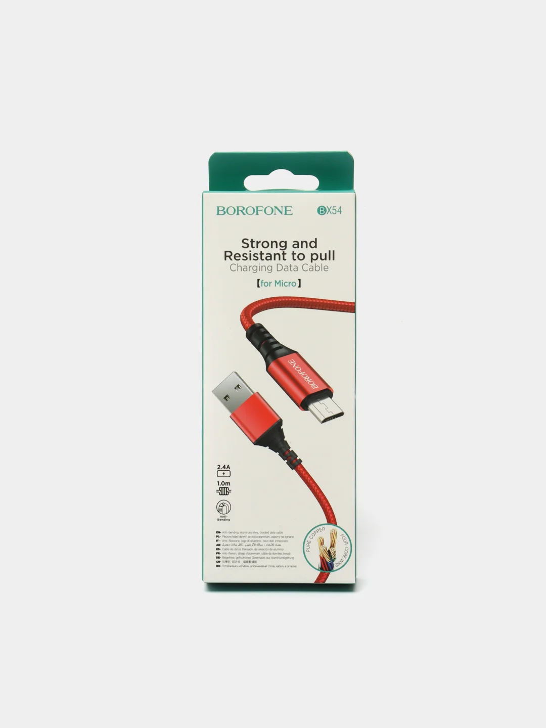Красный кабель зарядный BOROFONE BX54, 1 м, Micro-USB/Type-C/Lightning, для Android и Apple iPhone