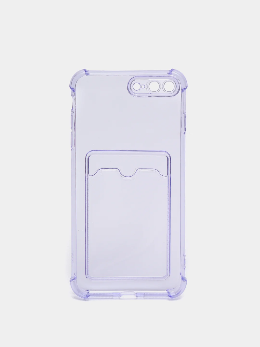 Фиолетовый чехол c карманом для карт iPhone 7 8 Plus X XS XR 11 Pro Max 12 13 mini 14 прозрачный
