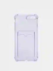 Фиолетовый чехол c карманом для карт iPhone 7 8 Plus X XS XR 11 Pro Max 12 13 mini 14 прозрачный