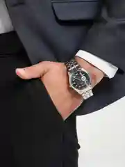 Серебряный часы мужские наручные, кварцевые