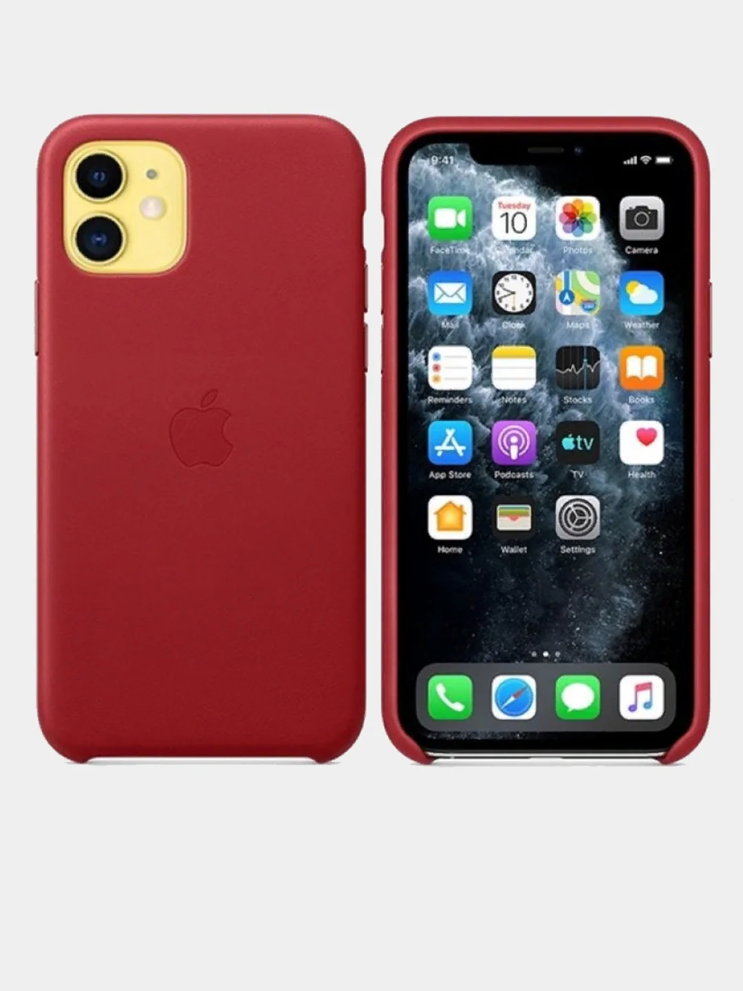 Красный кожаный чехол накладка для iPhone 11