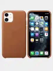 Коричневый кожаный чехол накладка для iPhone 11