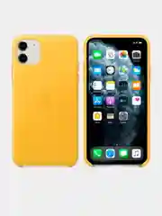 Желтый кожаный чехол накладка для iPhone 11
