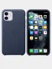 Темно-синий кожаный чехол накладка для iPhone 11