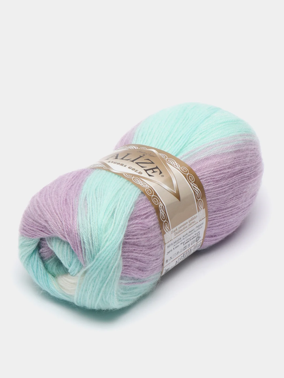 Бирюзовый пряжа Ангора Голд Батик Angora Gold Batik Alize 20% Шерсть 80% Акрил 100г 550м