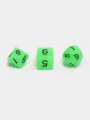 Зеленый дайсы-кубики для Dungeons and Dragons (ДнД), светящиеся в темноте, 7 штук